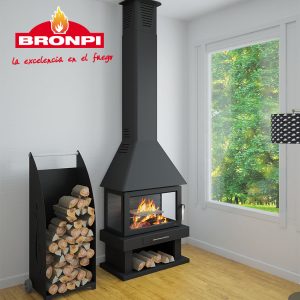 Wall-Mounted Wood Fireplace HUESCA 13 kW - Bronpi