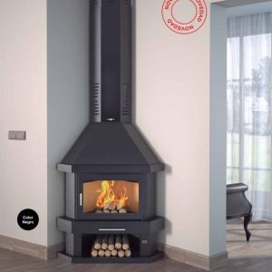 Corner Wood-burning Fireplace C-300-R 14 kW - FM Calefacción