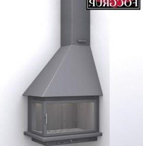 Camino a legna sospeso angolare CH 57 c/vetro 12 kW - Focgrup
