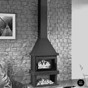 Wall-Mounted Wood-burning Fireplace C-300 12.5 kW - FM Calefacción
