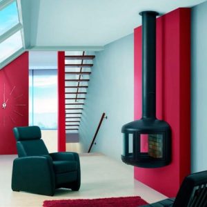 Camino a legna a parete THEA c/vetro 7 kW - Fugar