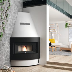 Caminetto a pellet ad angolo completo RAFFAELLO 12 kW - Eva Calor