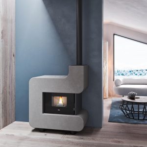Caminetto a pellet a parete completo TIZIANO 7,5 kW - Eva Calòr