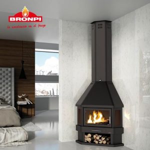 Corner Wood Fireplace LORCA R 14 kW - Bronpi