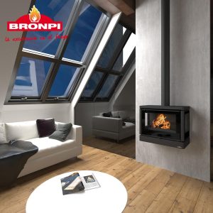 Suspended Wood Fireplace VERSALLES C VISION 12 kW - Bronpi