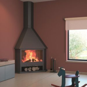 Open Corner Wood-burning Fireplace CH 03 14.5 kW - Focgrup