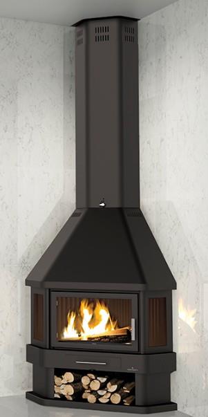 Corner Wood Fireplace LORCA R 14 kW - Bronpi - Image 2