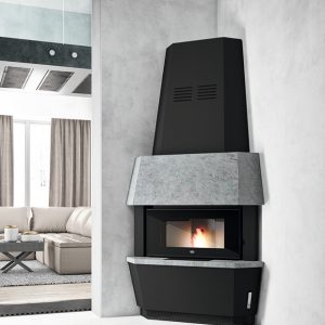 Caminetto a pellet ad angolo completo GIOTTO 12 kW - Eva Calor