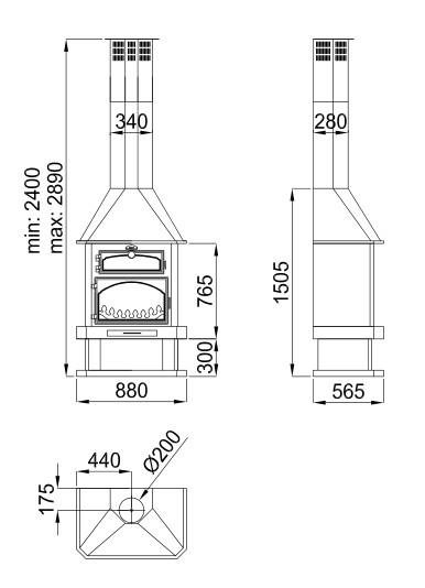 Wall-Mounted Wood Fireplace with Oven EBRO 14 kW - Bronpi - Image 2