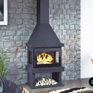 Ventilated Wall-Mounted Wood-burning Fireplace C-303-TK 12.5 kW - FM Calefacción
