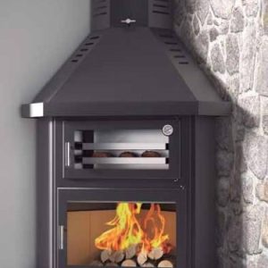 Corner Wood Fireplace with Oven C-300-RH 14 kW - FM Calefacción