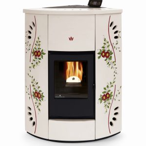 Termostufa a pellet ATENA angolare scarico sup. - Phebo Stufe