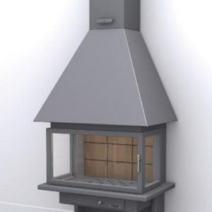 Wall-Mounted Wood-burning Fireplace CH 57 with Glass 12 kW - Focgrup