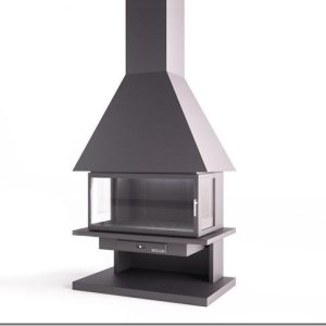 Camino a legna a parete CH 57 G c/vetro 17,5 kW - Focgrup