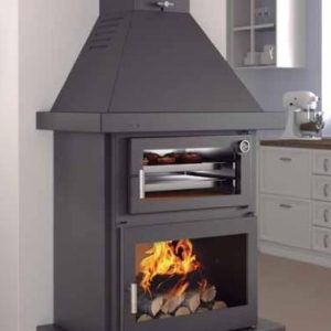 Wall-Mounted Wood-burning Fireplace with Oven C-300-H 13.5 kW - FM Calefacción