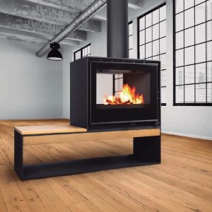 Camino a legna bifacciale d'appoggio DIAMANTINE DF - Bellido