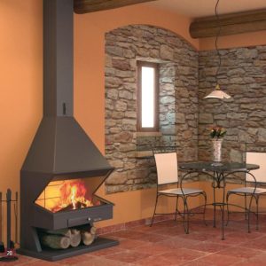 Open Wall-Mounted Wood-burning Fireplace CH 44 8 kW - Focgrup